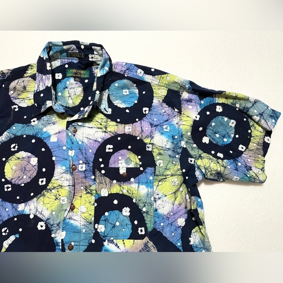 Colours by Alexander Julian Short Sleeve Button Down 17-17.5 Men’s Size XL - Picture 2 of 6